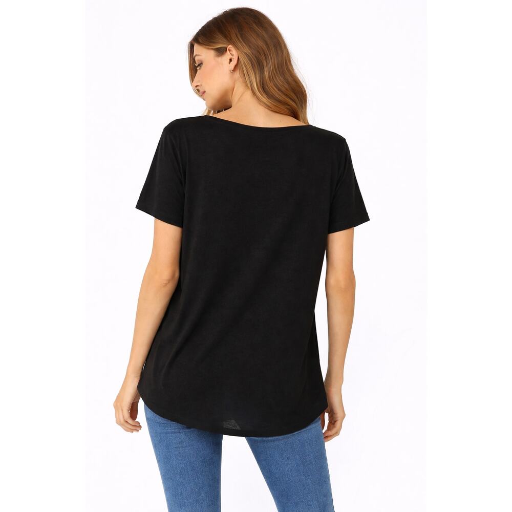 Y2K Black Top Womens Sz 1X Crochet Details Normcore Staple Timeless Everyday - Picture 3 of 4